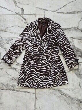 Zebra Print Trench Coat - Black & White